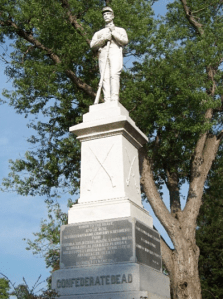 The monument in Thornrose Cemetery commemorating the fallen Confederate soldiers buried there.